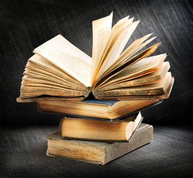 Bir yığın eski kitap. 