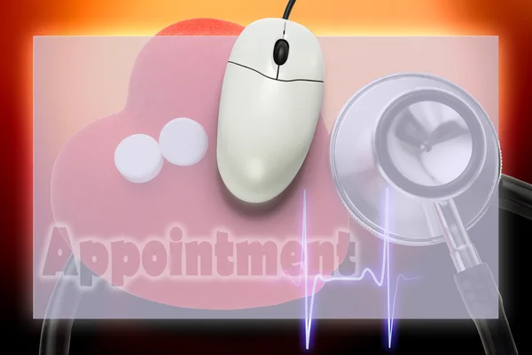 Computer mouse on medical background — Stock Photo, Image