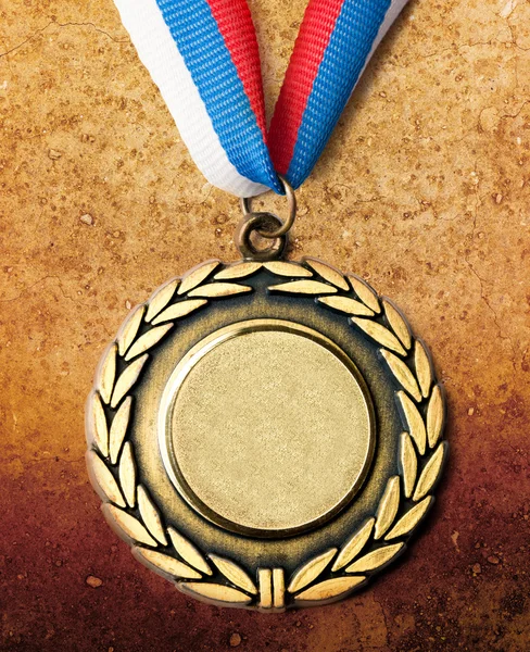 Metal medal with tricolor ribbon — Stock Photo, Image