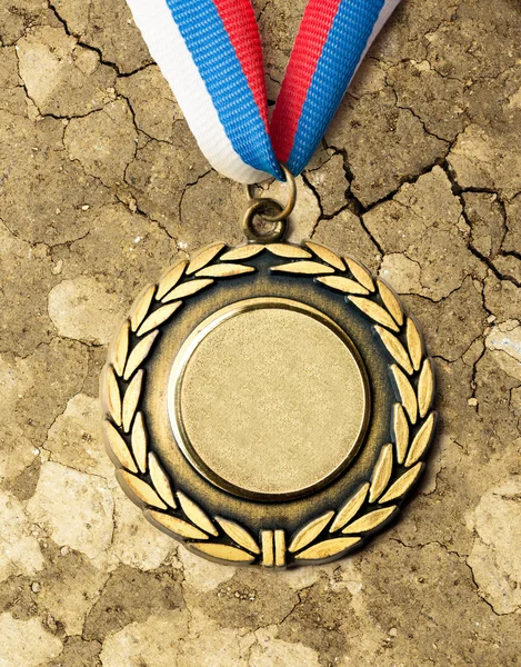 Metal medal with tricolor ribbon — Stock Photo, Image