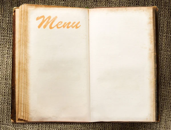 Blank vintage menu book — Stock Photo, Image