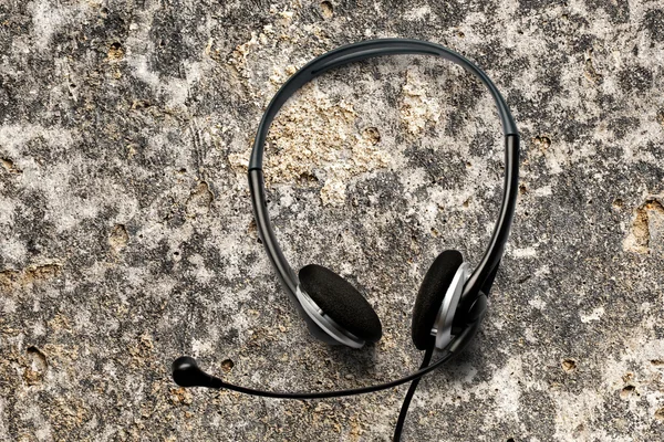 Czarny zestaw słuchawkowy słuchawki — Zdjęcie stockowe