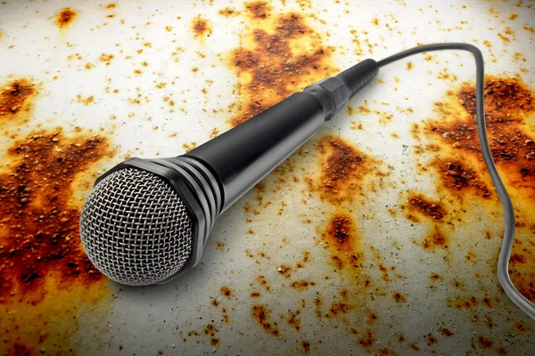 Mikrofon hitam dalam close-up — Stok Foto