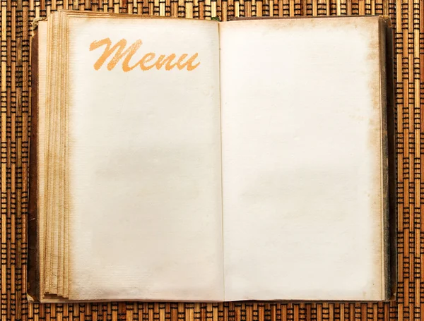 Blank vintage menu book — Stock Photo, Image