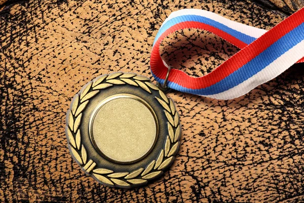 Metal medal with tricolor ribbon — Stock Photo, Image