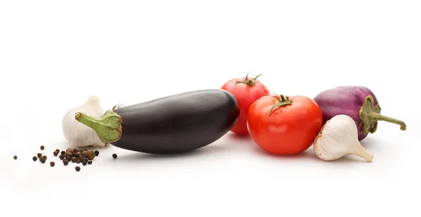 西红柿、 辣椒、 大蒜和茄子 — 图库照片