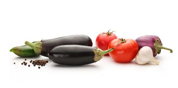 Tomaten, Paprika, Knoblauch und Auberginen — Stockfoto