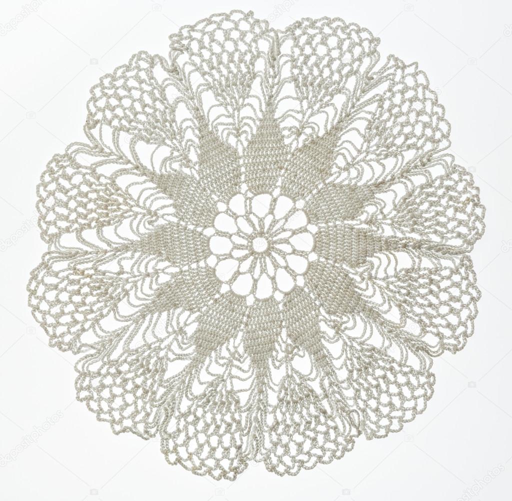 Crocheted lace on white