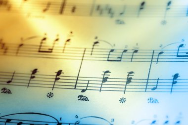 Music notes on paper background clipart