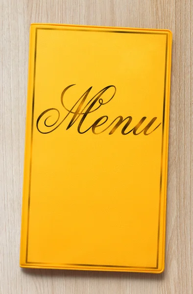 Żółtą ramką menu książki — Zdjęcie stockowe