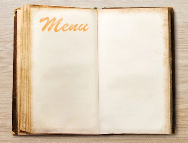 Lege vintage menu boek — Stockfoto