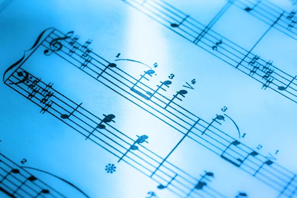 Note musicali in tonalità blu — Foto Stock