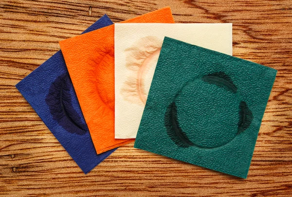 Dirty napkins on table — Stock Photo, Image