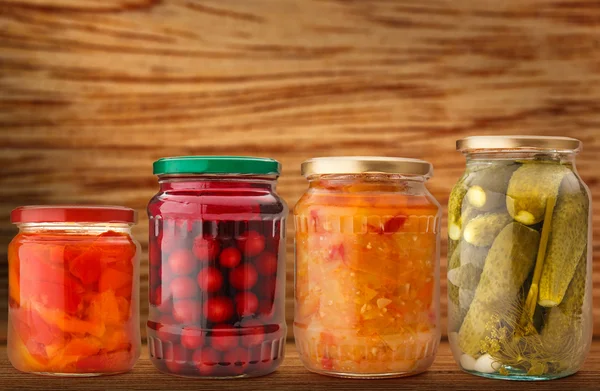 Pickled vegetables in jars