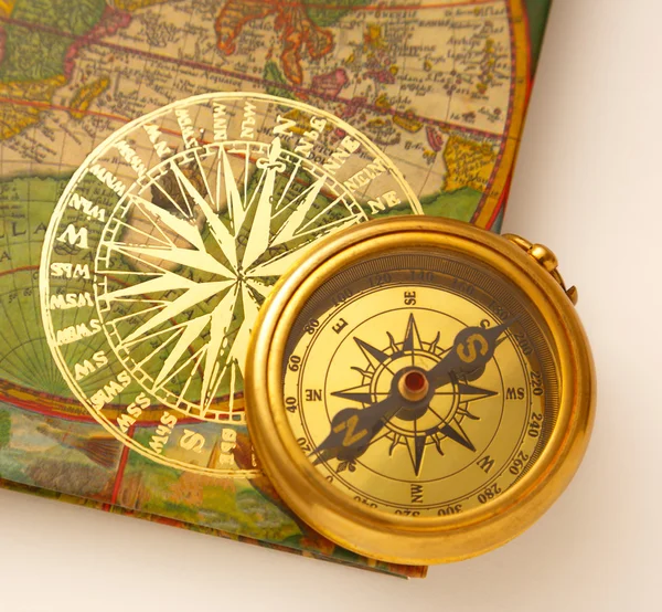 Book with retro compass — Stock Photo, Image