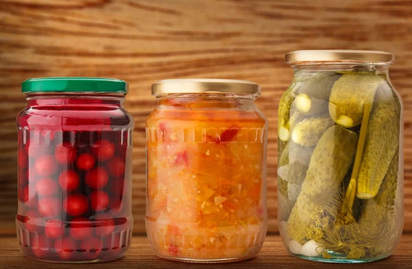 Pickled vegetables in jars — Stock Photo, Image