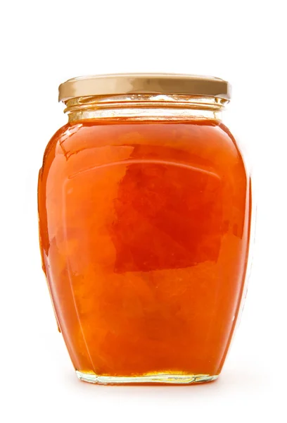 Pot of jam on white — Stock Photo, Image
