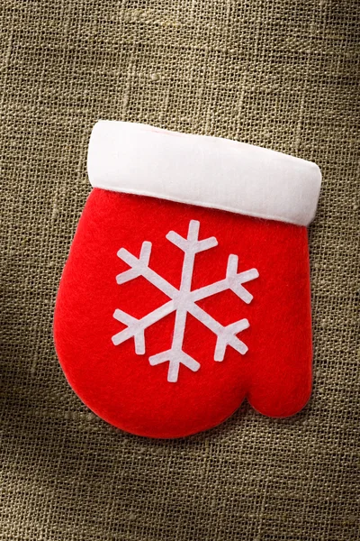 Červená vánoční rukavice — Stock fotografie