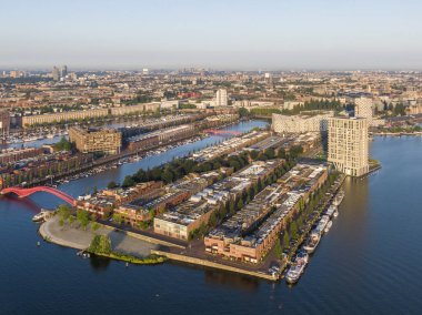 Amsterdam 'daki Sporenburg yerleşim alanının hava görüntüsü