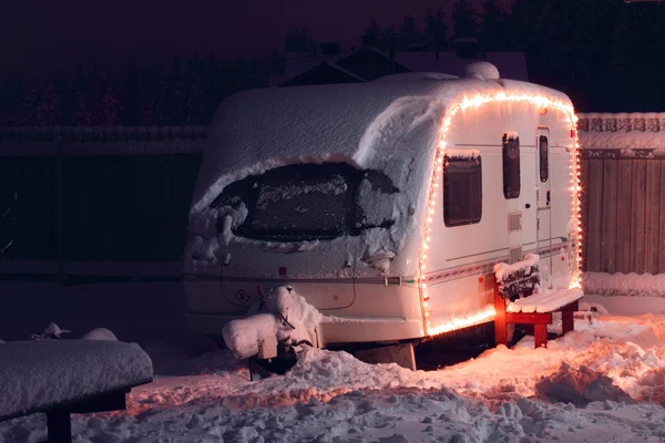 겨울 캠핑 휴가 스톡 사진