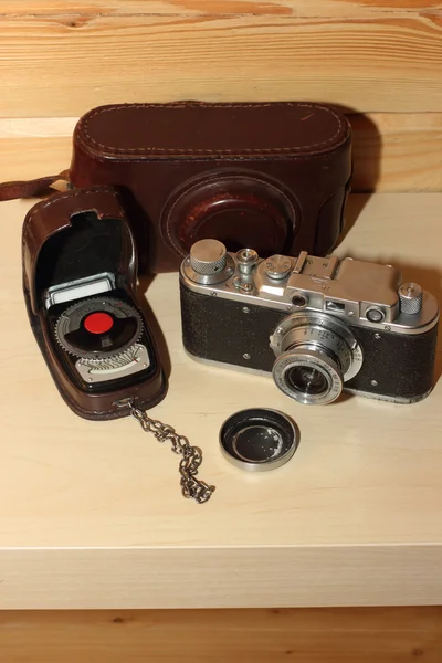 Vintage cameraand light meter — Stock Photo, Image