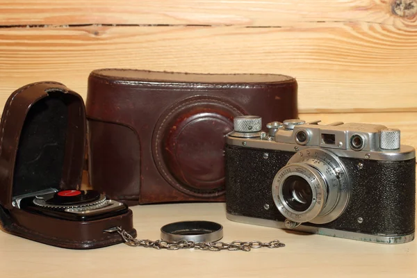 Vintage cameraand light meter — Stock Photo, Image