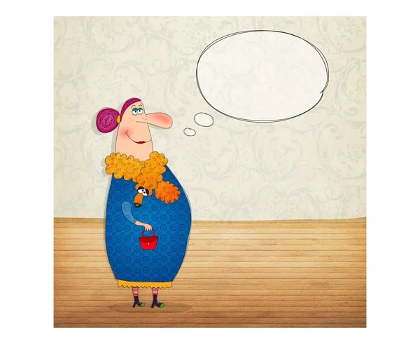 Cartoon character with speech bubble — Stock Photo, Image