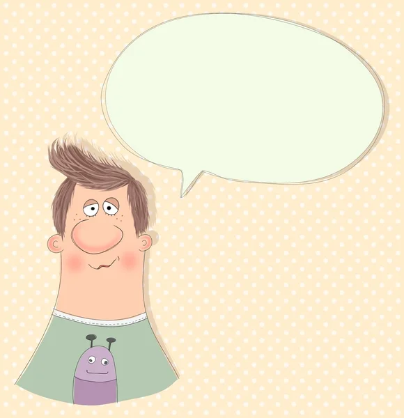 Personagem de desenho animado com bolha de fala — Fotografia de Stock