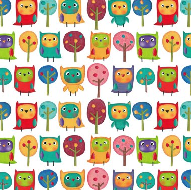 Baykuşlar. Çocuklar için illüstrasyon