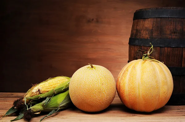 Melons and young corn — Stock Photo, Image