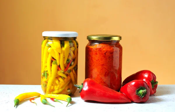 Red pepper  for nutrition in a jar of glass — Stock Photo, Image