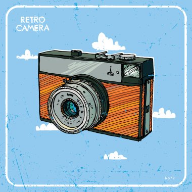 retro kamera vektör illüstrasyonu