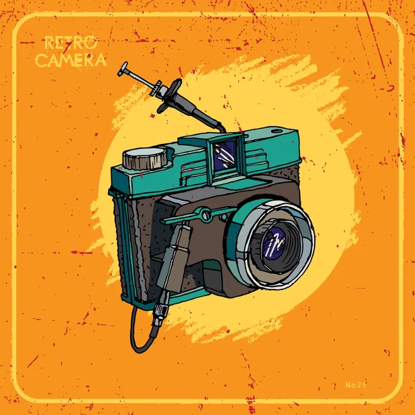 Hand tekening retro camera — Stockvector