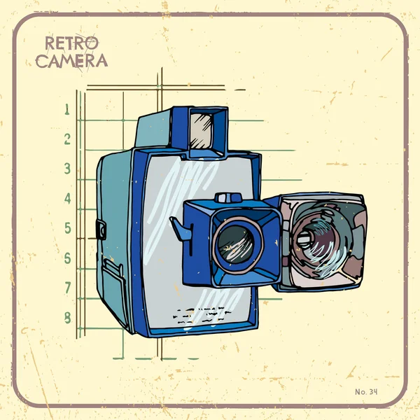 Çizim retro kamera — Stok Vektör