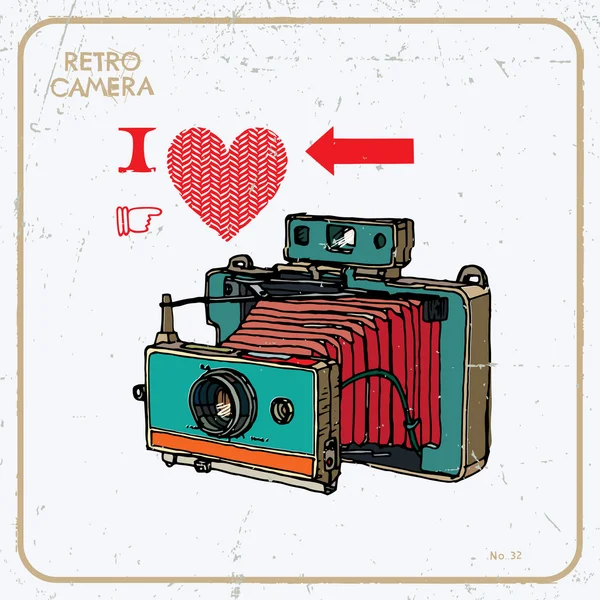 Retro camera hand-draw — Stock Vector