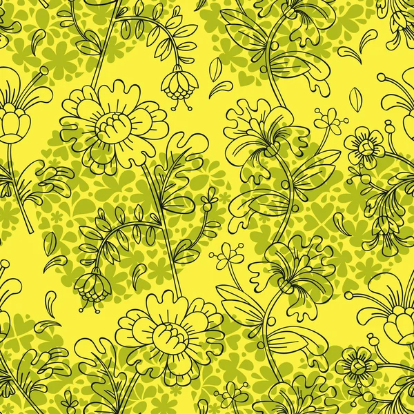 Patrón amarillo floral — Vector de stock