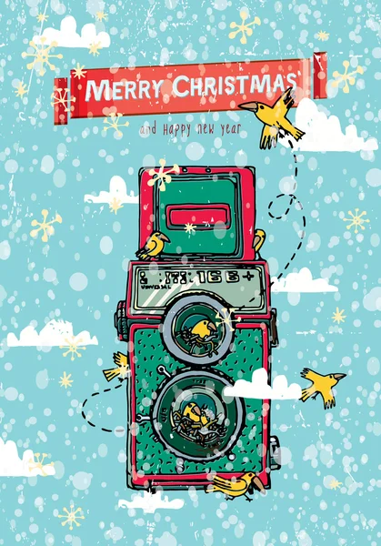 Merry camera retro — Stock Vector