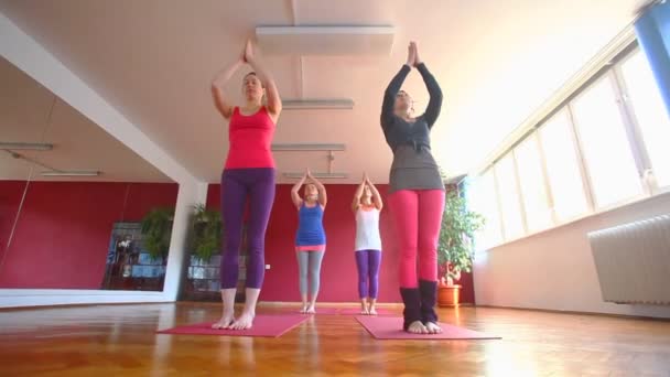 Frauen machen Yoga auf Matten — Stockvideo