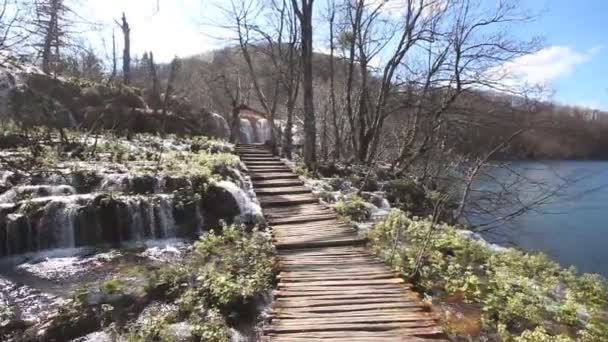 Cascadas en el Parque Nacional Plitvice — Vídeo de stock