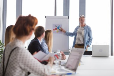 İş adamı çizelgeleri işaret