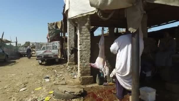 Carniceiro local no mercado de camelos — Vídeo de Stock