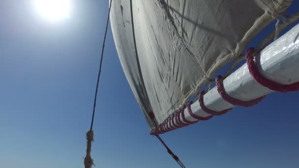三桅小帆船帆船船员在尼罗河上旅行 — 图库视频影像