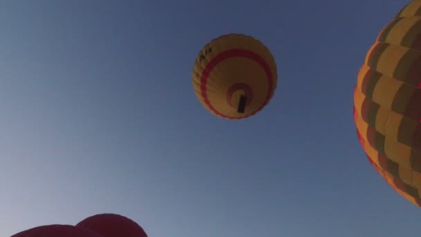 Balonów na ogrzane powietrze leci w niebo — Wideo stockowe