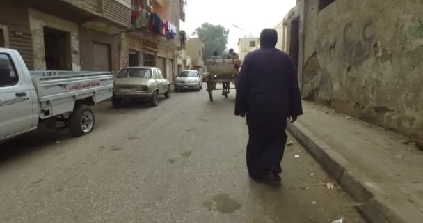 Homem local descendo a rua em Gizé — Vídeo de Stock