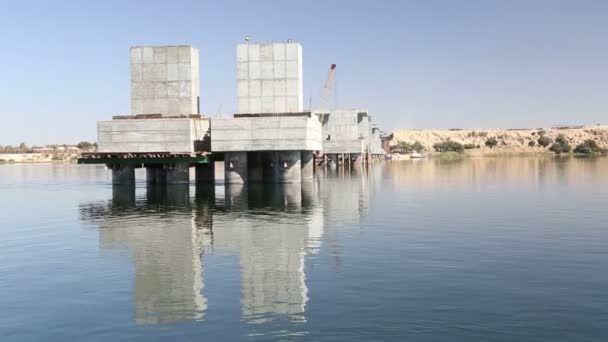 Bridge foundations on the Nile — Stock Video