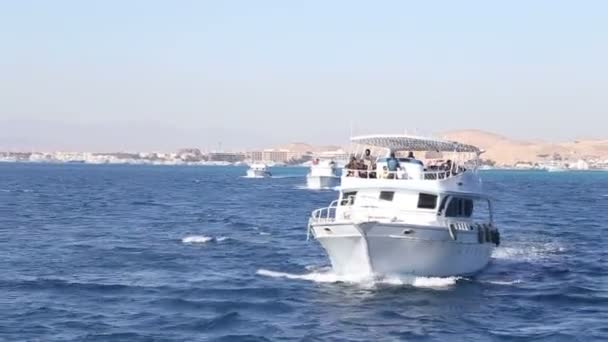 Barco de turismo com turistas — Vídeo de Stock