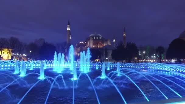 Fontän framför Sultan Ahmed Mosque — Stockvideo