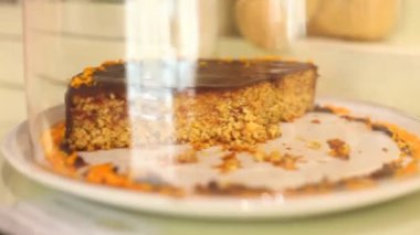 Bir tepsi üzerinde çikolatalı kek