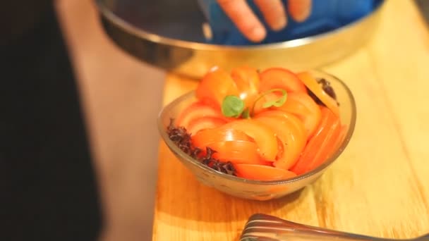 Fresh tomato salad — Stock Video