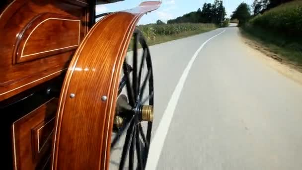 Hjulet snurrar på väg — Stockvideo